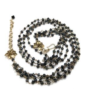 1940s Crystal Wire Wrapped Necklace, Four Strands Gold Silver Flowers Vintage